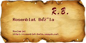 Rosenblat Béla névjegykártya